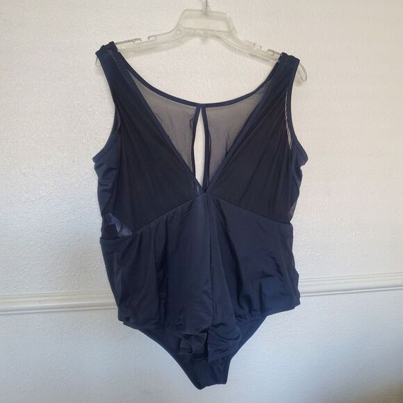 Time and Tru Black One-Piece Swim Bathing Suit Women's Size 2X 20W-22W Sheer - Picture 6 of 16